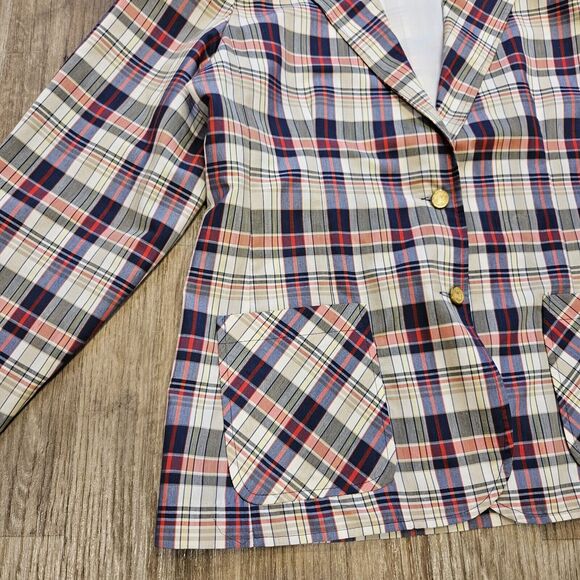 Vtg Cricket Lane Plaid Blazer Jacket Womens 2X Acadamia Preppy Lightweight - Picture 4 of 10